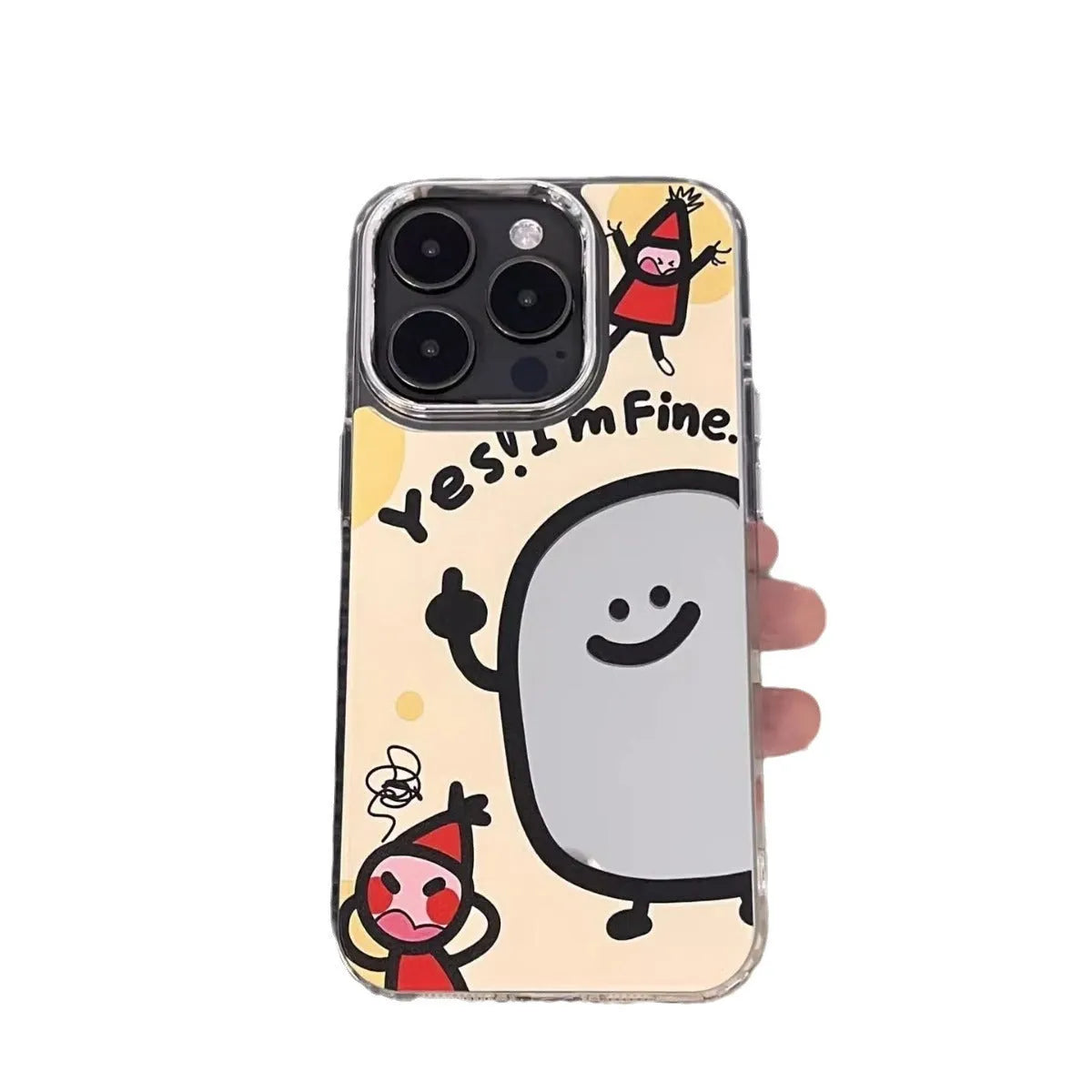 Fun potato chip cartoon villain mirror phone case for Apple iPhone with drop-resistant PC shell.