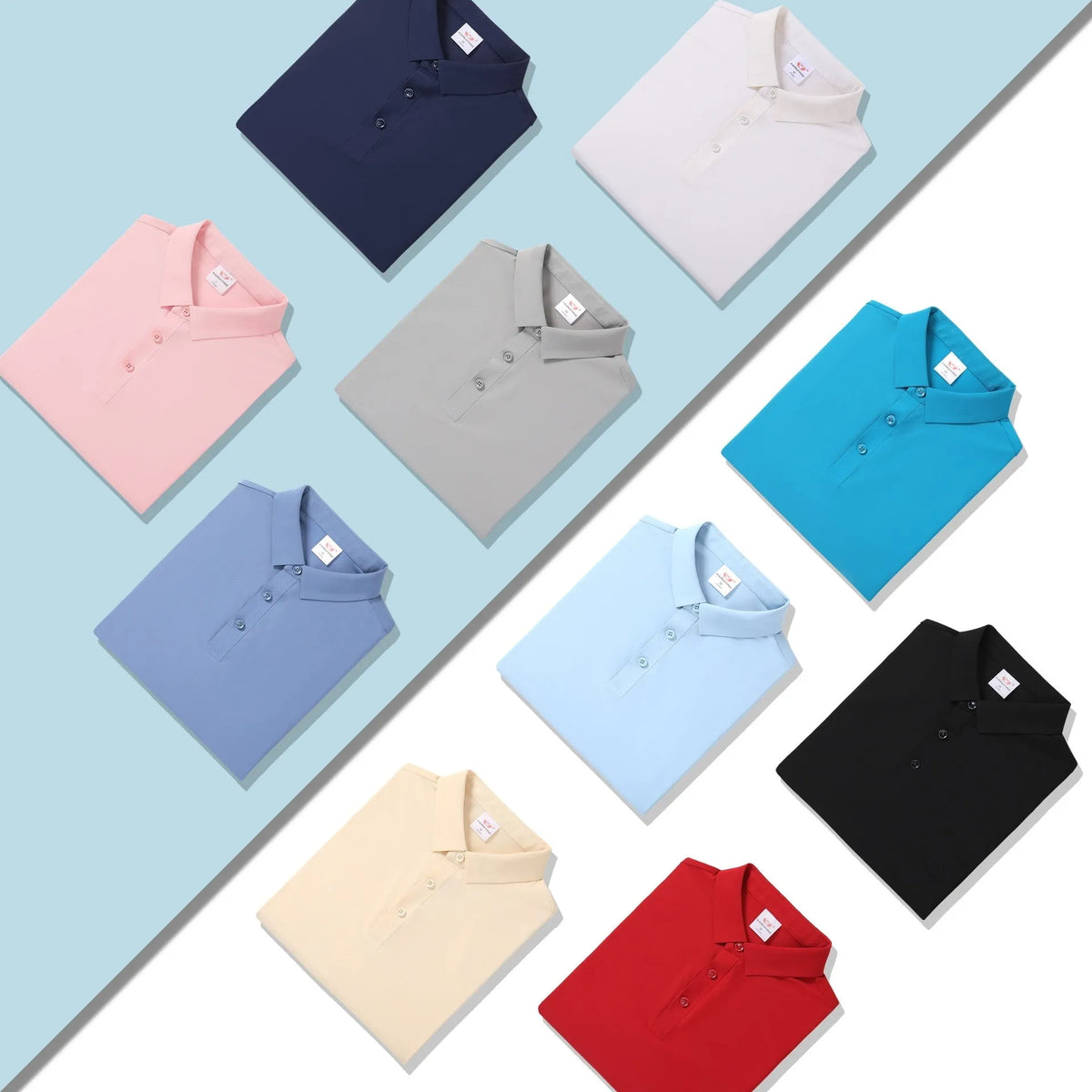 Ice silk seamless cool short sleeve polo for men in solid colour with loose fit