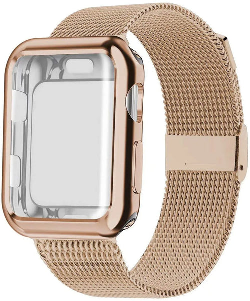 Magnetic Milan metal wrist strap for Apple Watch in multiple colours with matching case.
