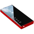 Black 20000mAh portable power bank with LCD display showing battery percentage and dual USB ports