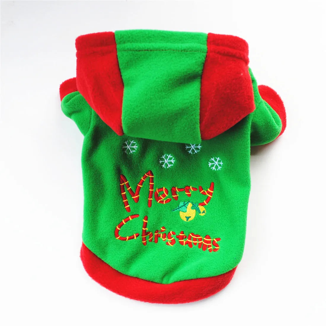 Christmas pet costume in fleece and cotton, available in multiple styles and sizes for small dogs and cats