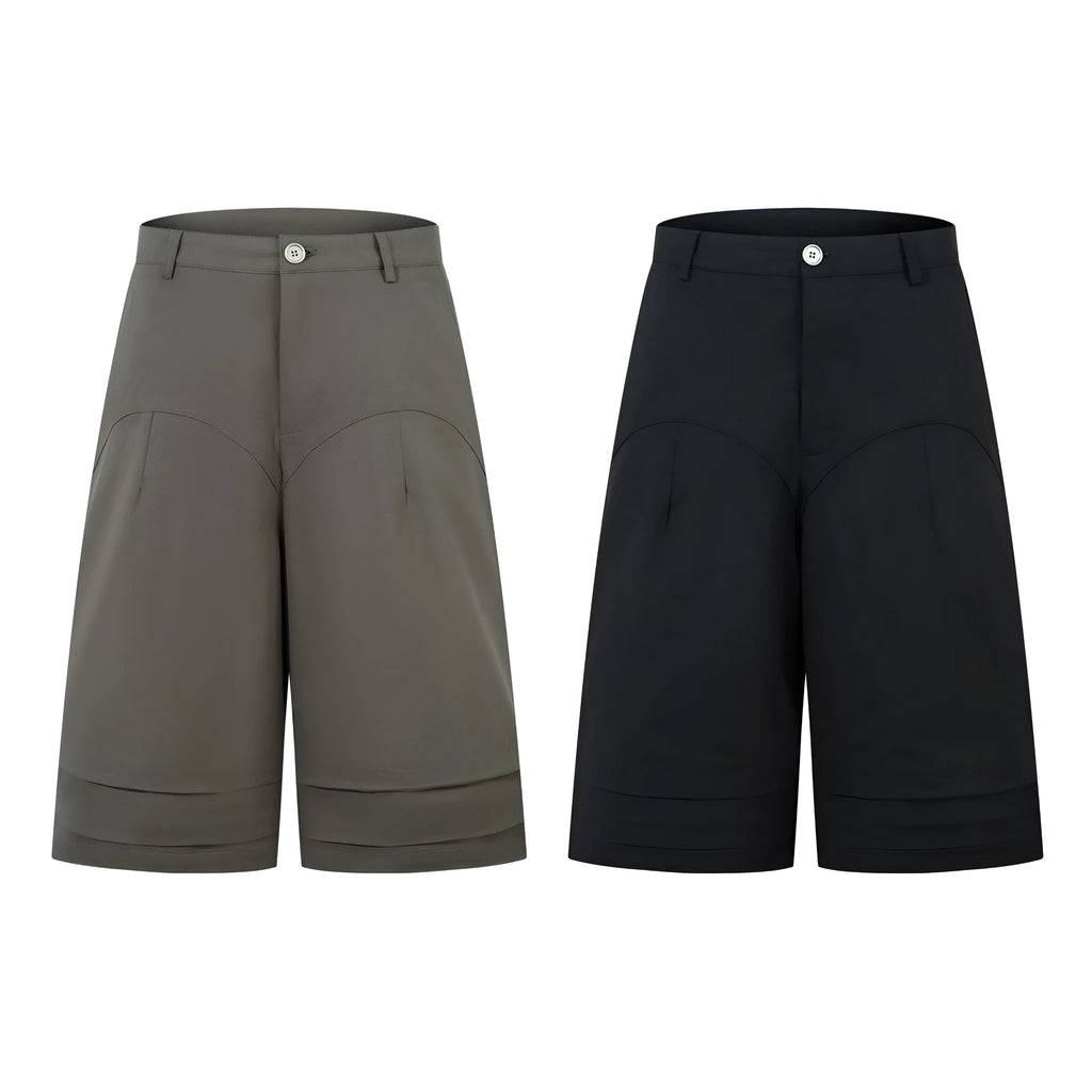 Retro wide leg straight denim middle pants in black or green with loose fit and zipper fly