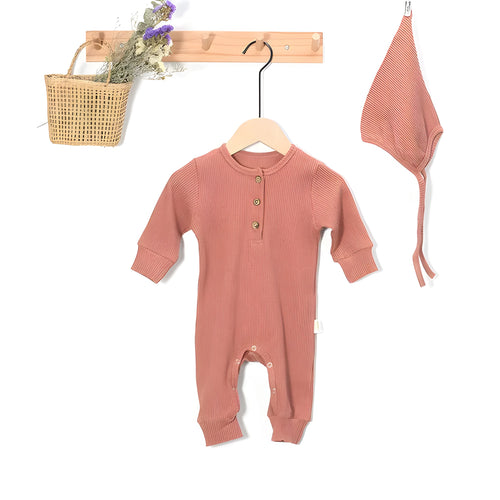 Cotton denim baby jumpsuit for newborn girls, long sleeve, autumn winter outfit, available in multiple colours