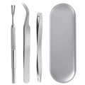 Silver stainless steel tick clip 3-piece set for dog and cat parasite removal
