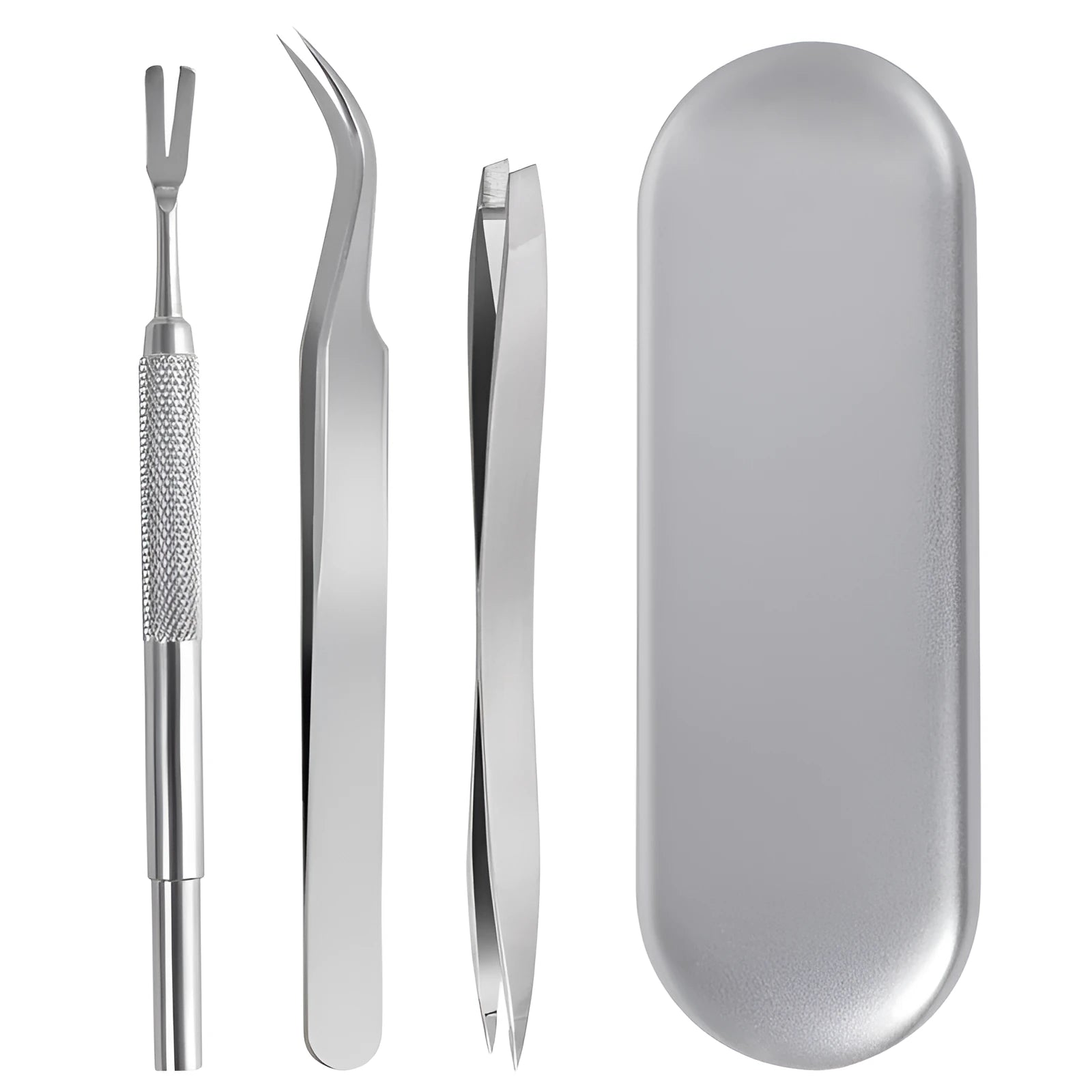 Silver stainless steel tick clip 3-piece set for dog and cat parasite removal
