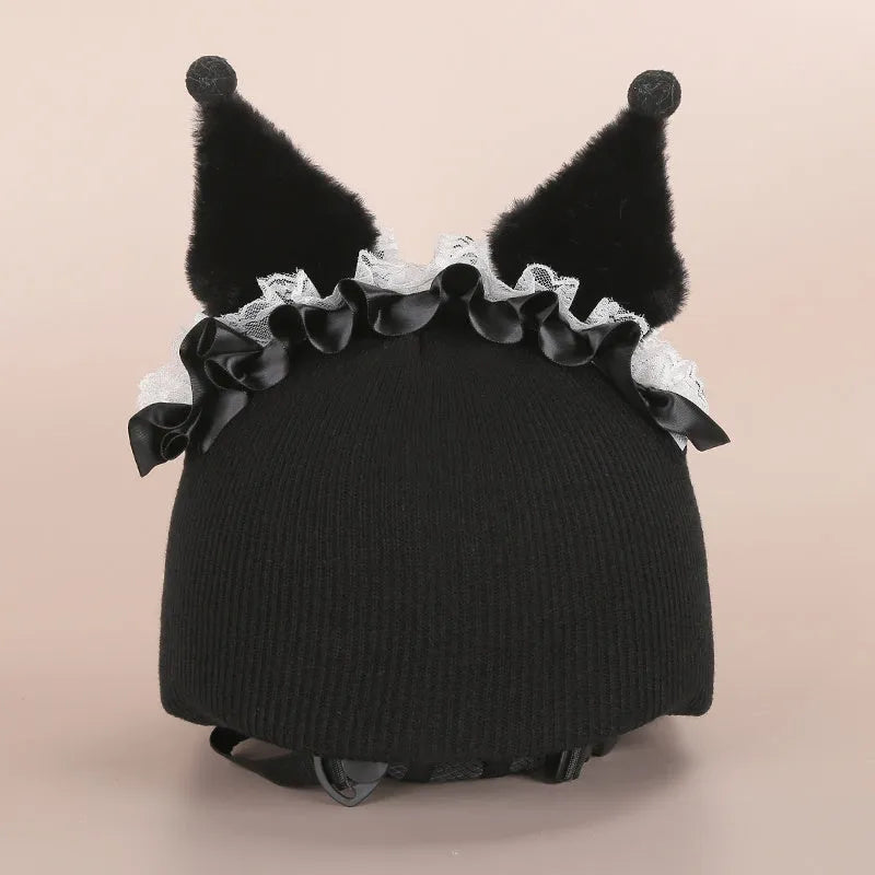 A soft plush cartoon character helmet cover for ears, shown in M size.