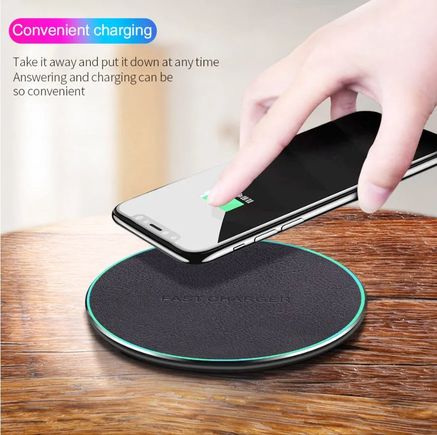 Black 15W Quick Qi wireless charging pad for iPhone 11 and Qi-compatible smartphones