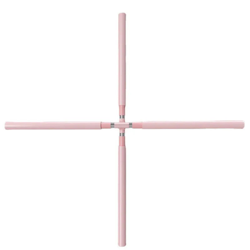 Telescopic yoga body stick with steel core and foam grip, adjustable from 62 to 92cm, shown in three colour options