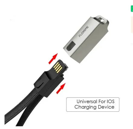 Red leather iPhone charging cable with zinc alloy connectors, 20cm length