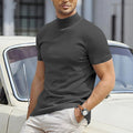 Men's plus size half-high collar sports T-shirt in a cotton-polyester blend, shown in a choice of colours.