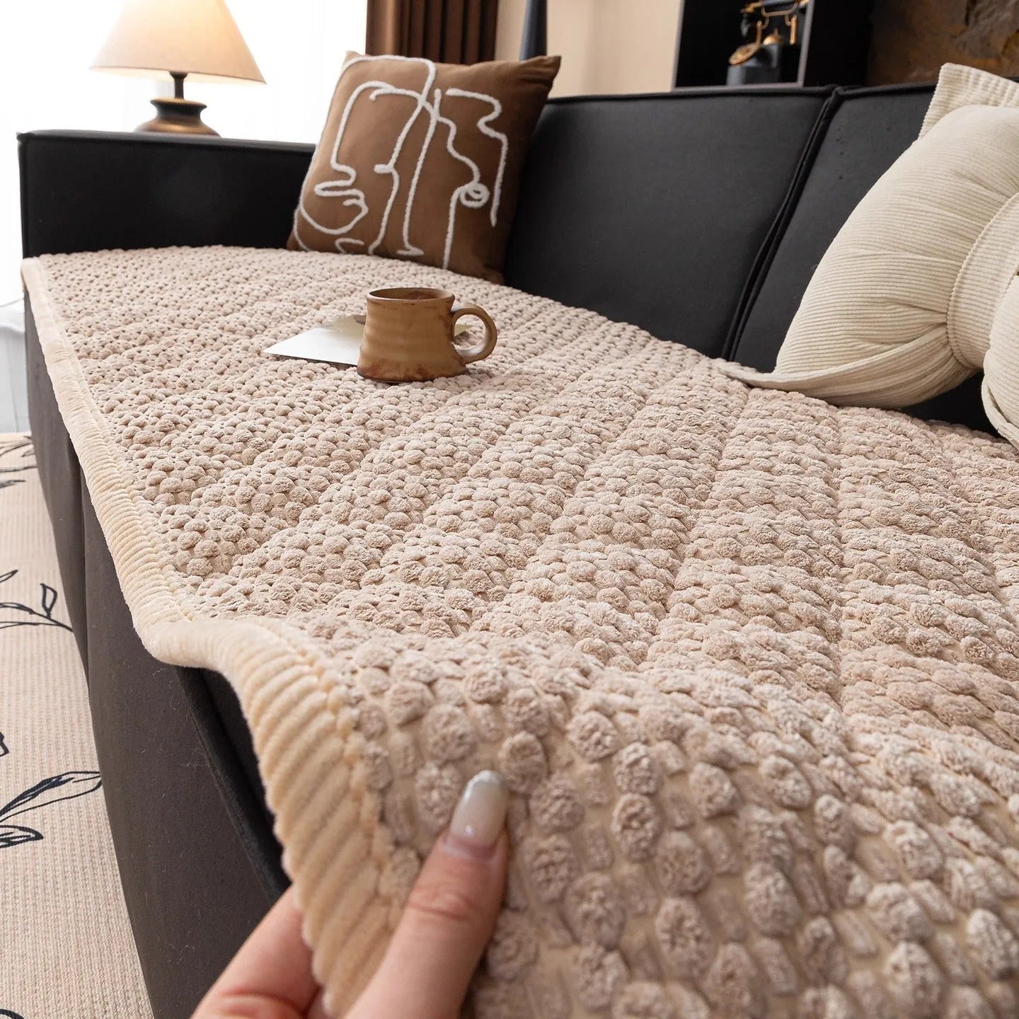 New corduroy sofa cushion in solid colour cloth liner style for living room use