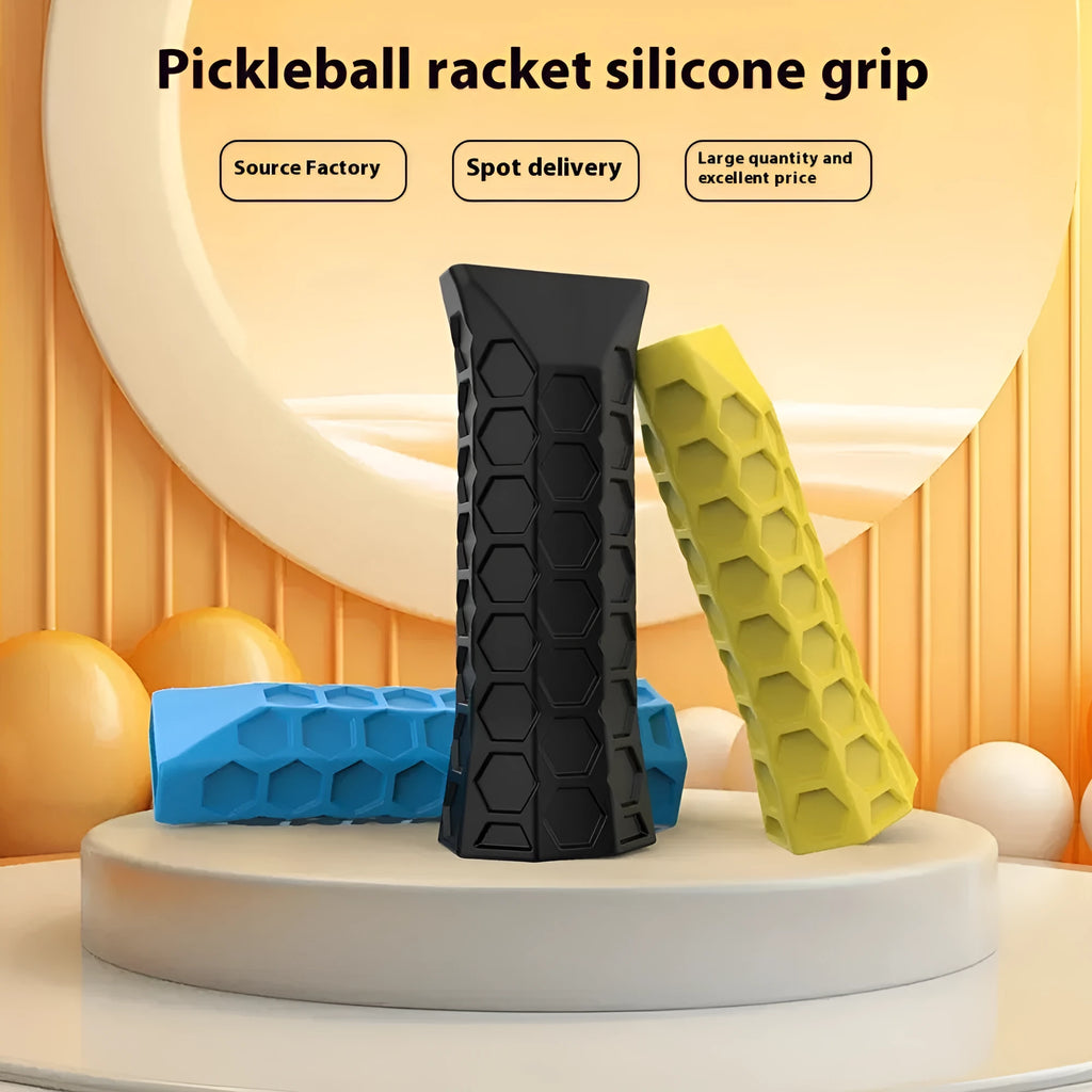 Silicone non-slip sweat-absorbent case for tennis and table tennis peak rackets, 12x4x3cm, in white black grey or rose.