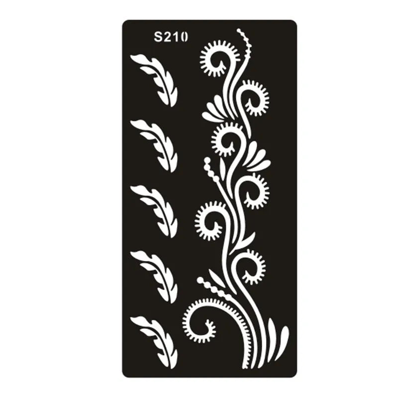 Sheet of hollow geometric pattern temporary tattoo stickers in various colours on water transfer paper.
