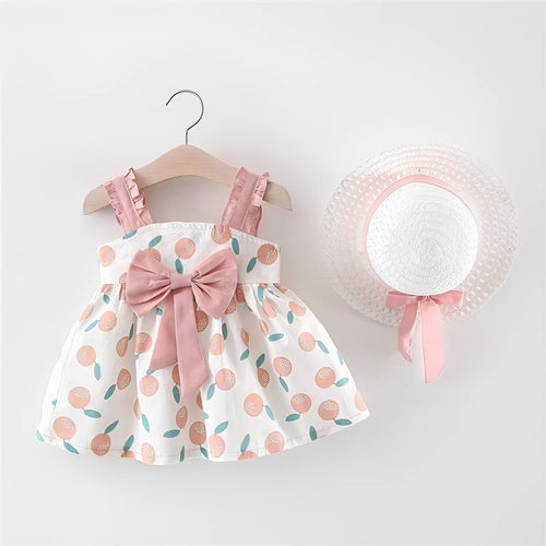 Baby girl thin princess dress in pink cotton sleeveless size 100cm