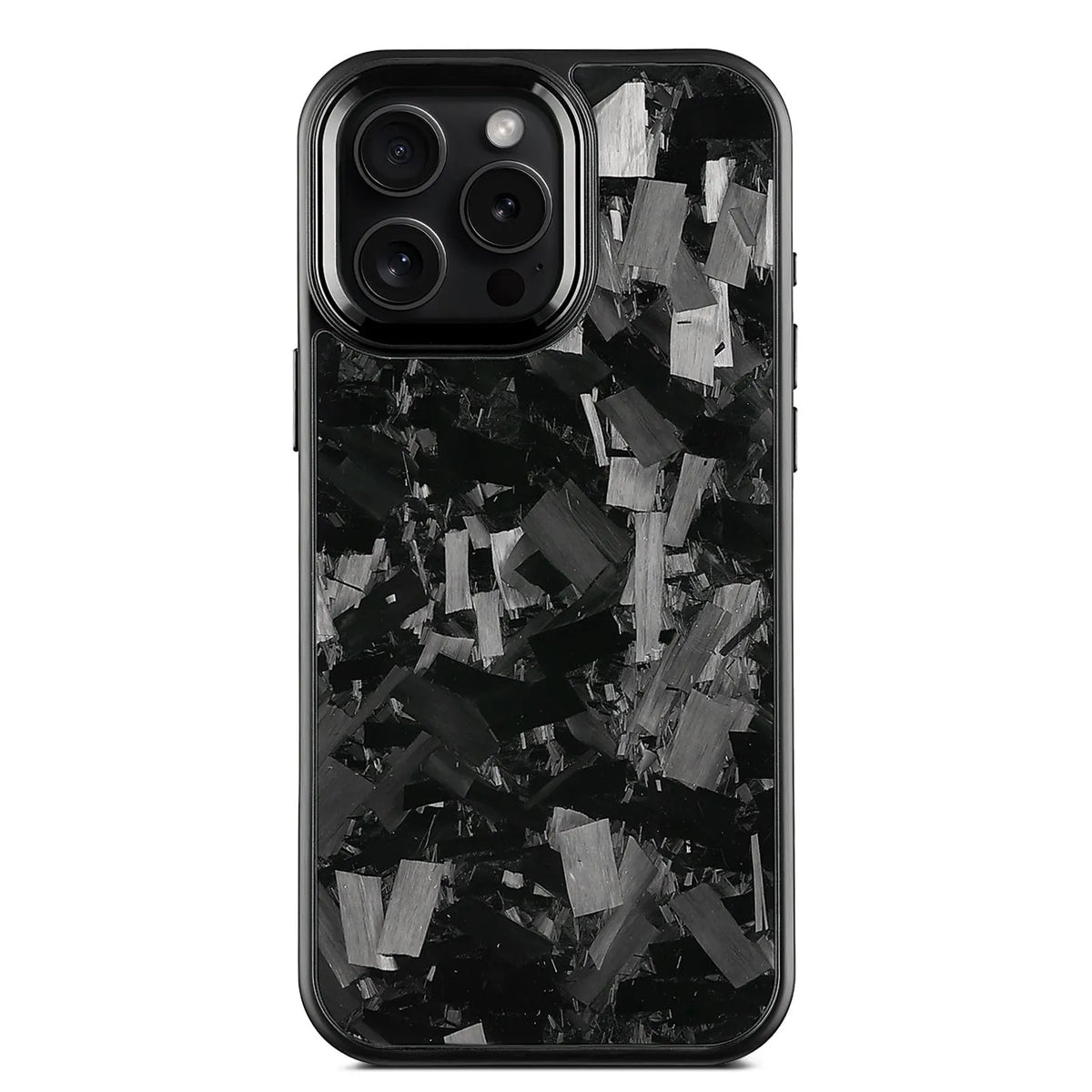 Metal frame forged pattern carbon fibre mobile phone protective shell with magnetic back in black and gold