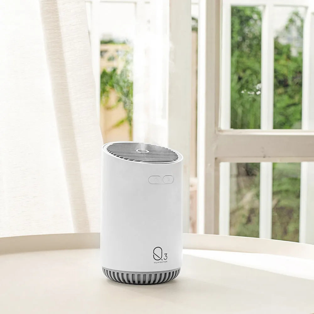 Q3 mini aromatherapy car humidifier in white with 320ml tank and compact design