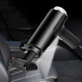 Handheld car vacuum cleaner with 9000mbar suction, 12V wired and wireless USB options, ABS body