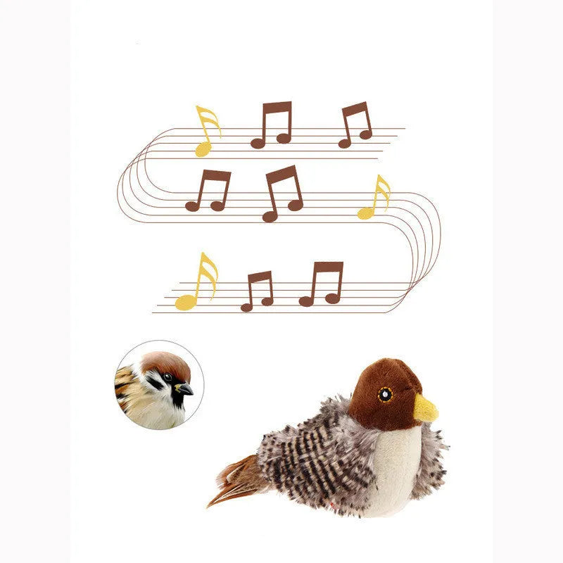 Plush simulation bird cat toy in Dazzling Prey-Bird, 7x14cm, with built-in realistic bird voice for cat play