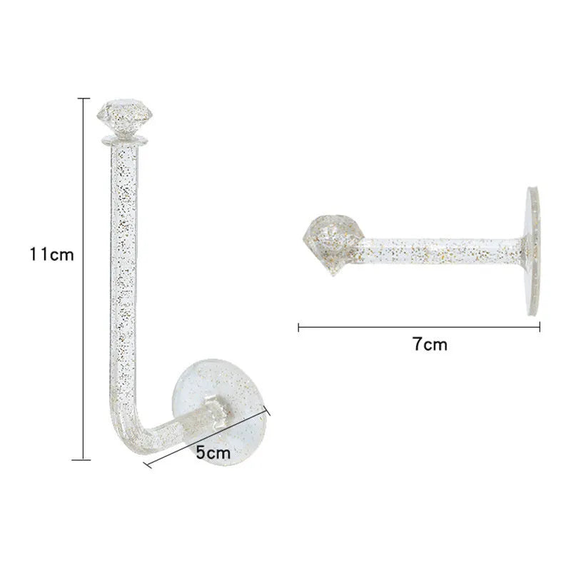 White plastic diamond crystal storage wall hook in large 13x7x4cm size on a wall
