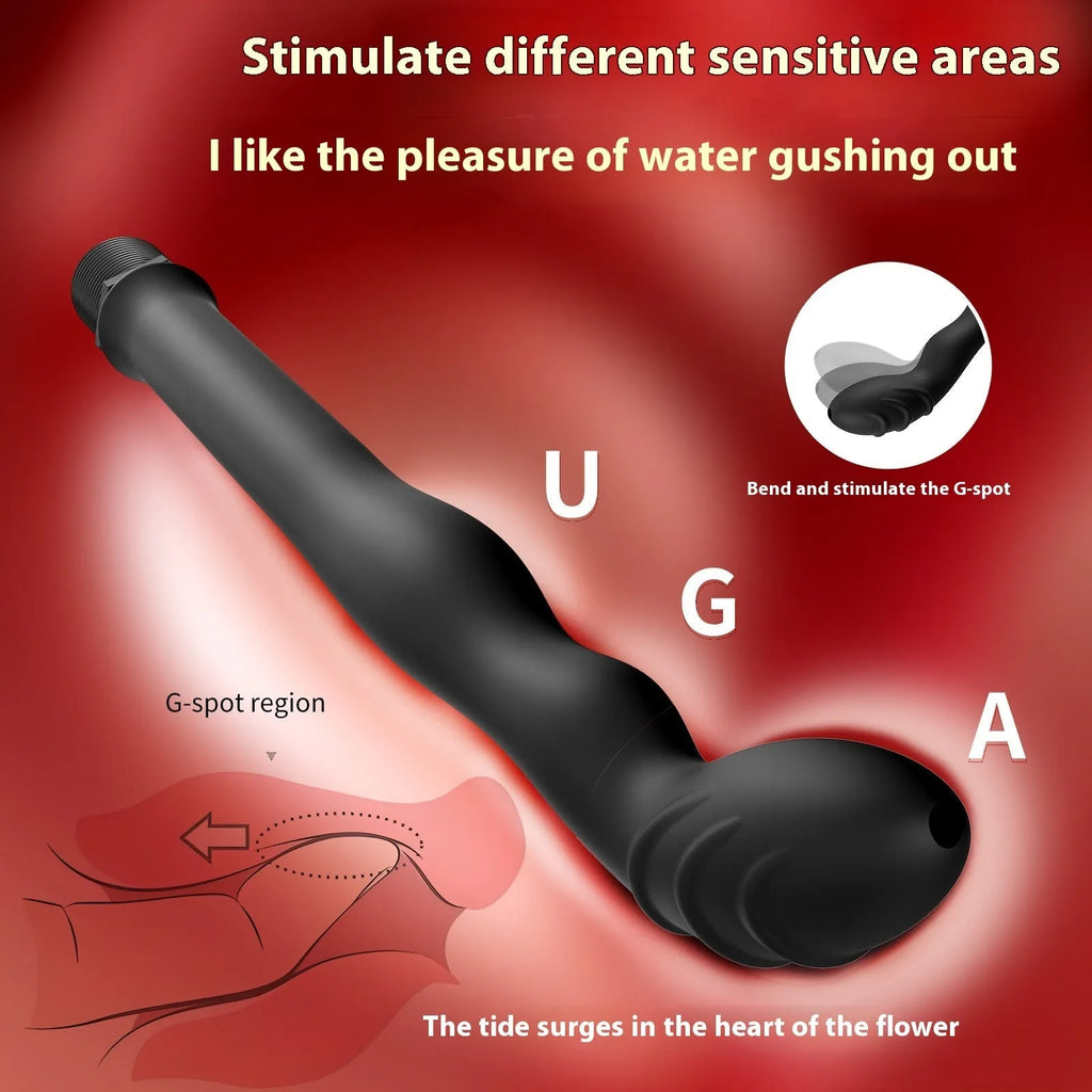 Black silicone hosepipe flusher enema for rectal irrigation with tapered nozzle