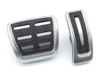 Stainless steel anti-slip pedal covers for Porsche Macan in black, showing 38cm length.