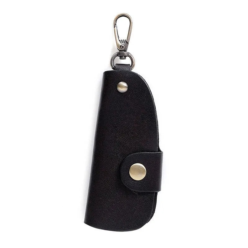 Genuine leather short car key case with multifunctional door in K108 brown colour