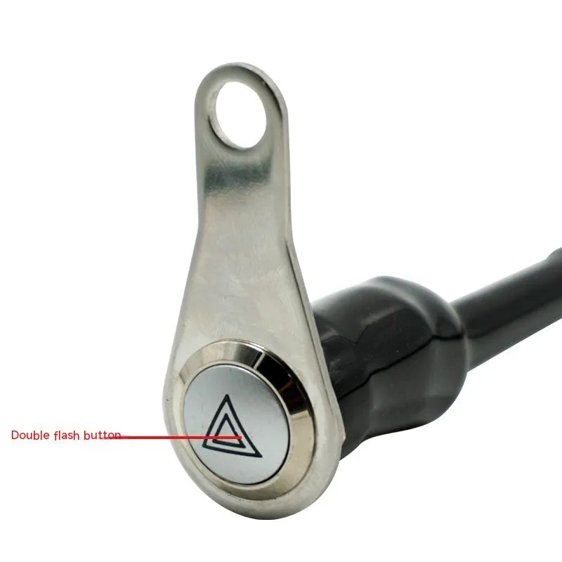 Black stainless steel motorcycle double flash switch with metal button and light ring indicator