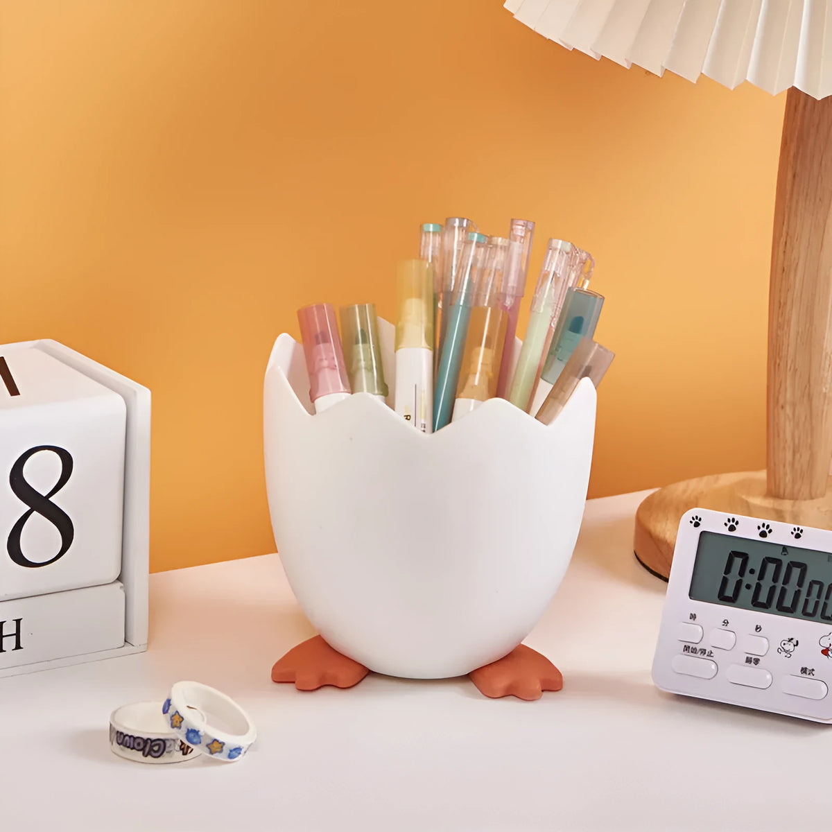 Plastic pen holder cracked chicken storage box for desktop stationery organisation