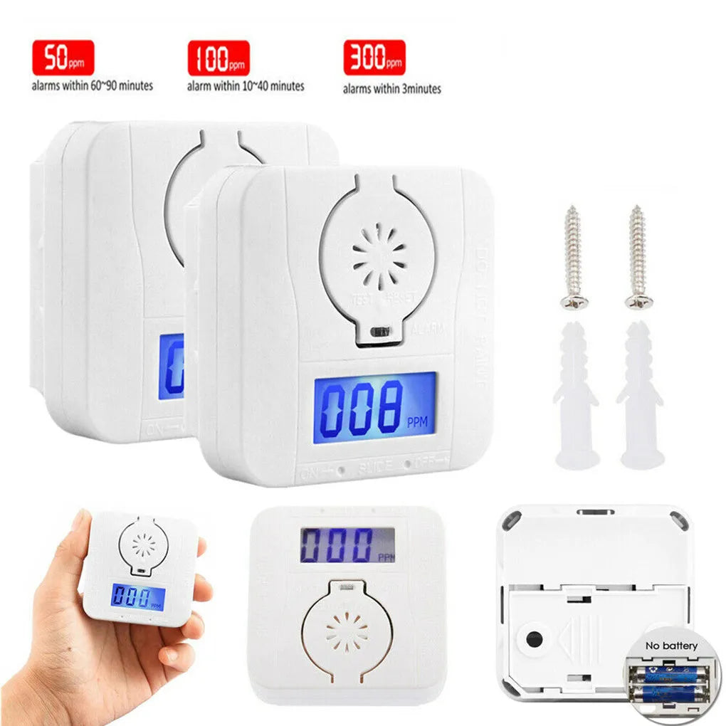 White carbon monoxide alarm unit for wall mounting with wireless communication and audible alarm function