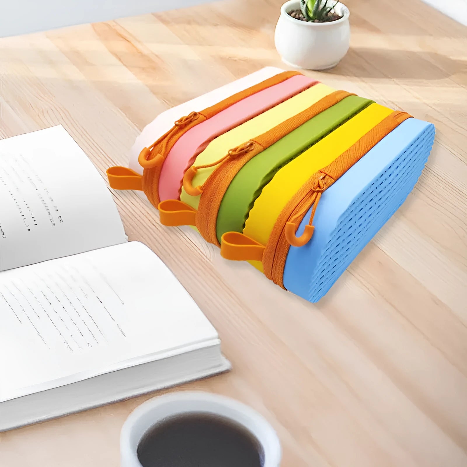 Silicone glasses case with a long handle in a modern colour like green lemon yellow.