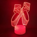 3D ballet dancer silhouette night light with colourful LED illumination on acrylic panel and ABS base