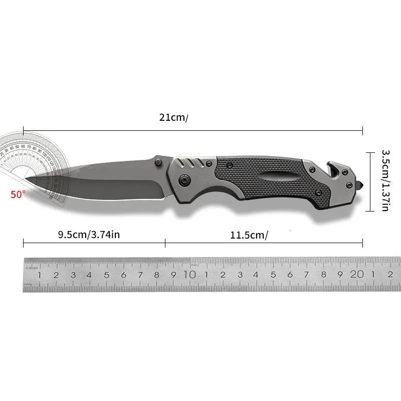 Portable alloy folding knife with 225mm length for outdoor camping and utility use