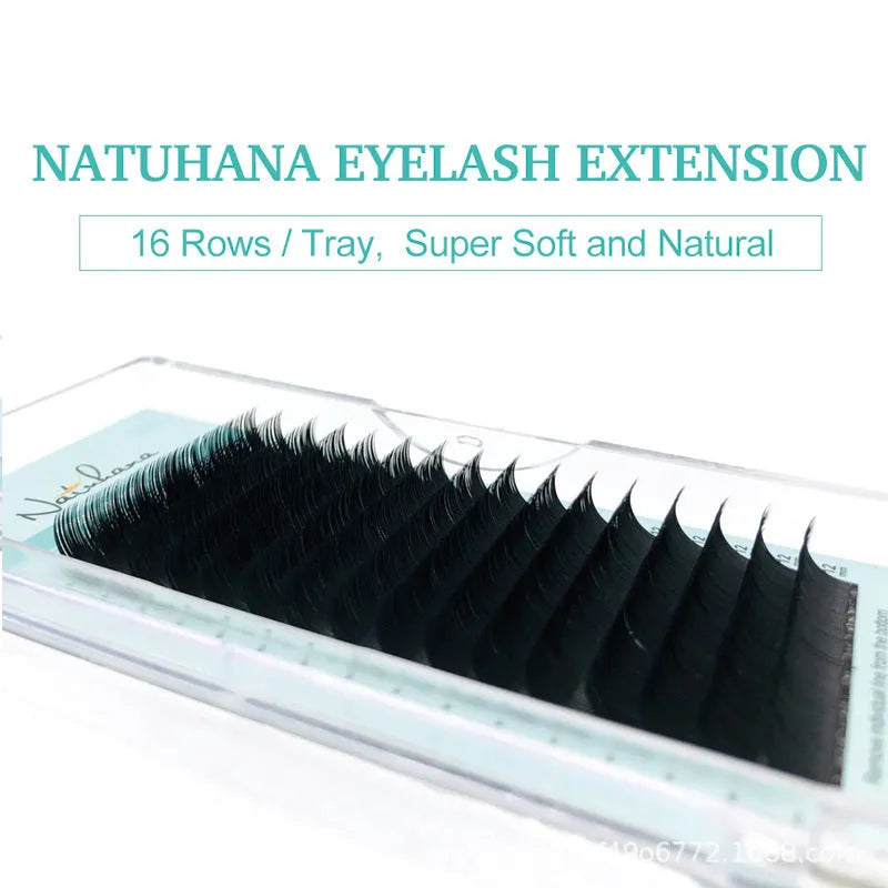 Soft velvet false eyelashes showing range of curl types and lengths from 7mm to 15mm.