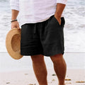 Men's plain colour polyester casual shorts in solid colour, relaxed fit, sizes S to 5XL