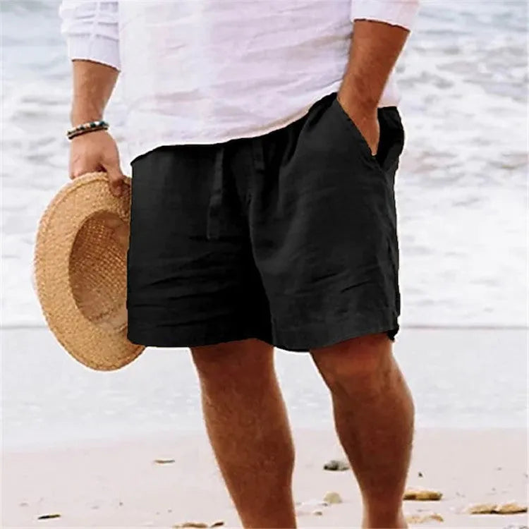 Men's plain colour polyester casual shorts in solid colour, relaxed fit, sizes S to 5XL