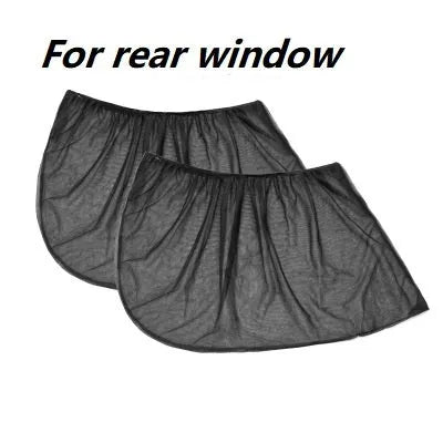Car side window sunshade mesh screen on car door window, non-woven fabric, elastic strip installation.