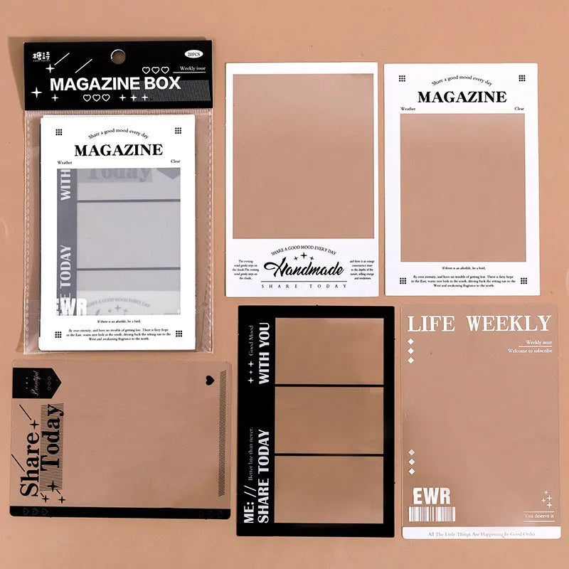 15 sheet retro frame sticker set with transparent PET backing for journal decoration