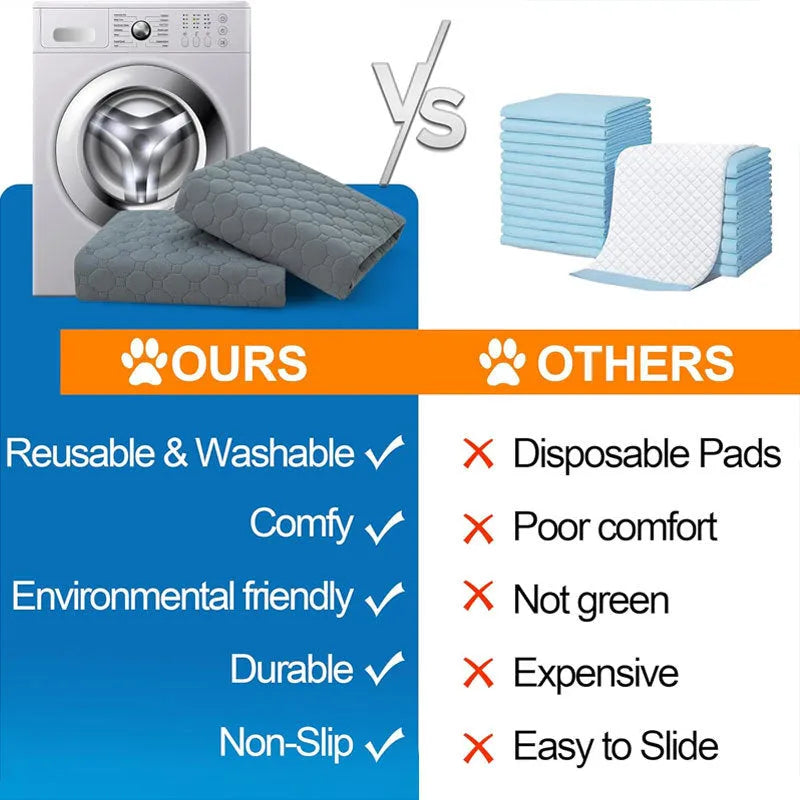 Pet Parents washable dog pee pad in a neutral grey colour, shown folded and unfolded.