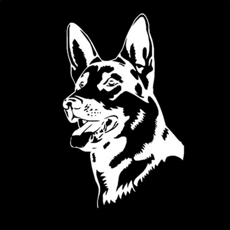 Reflective Alsace Shepherd dog bumper sticker for cars in multiple colours.
