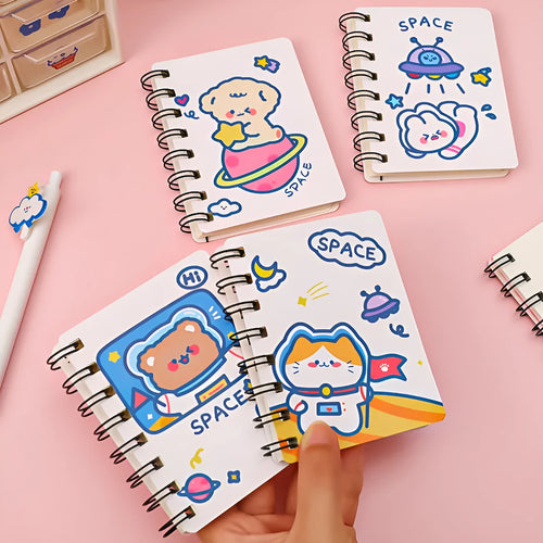 Astronaut Flipped Portable Pocket Flipper Notebook in A6 size with space-themed illustrated cover