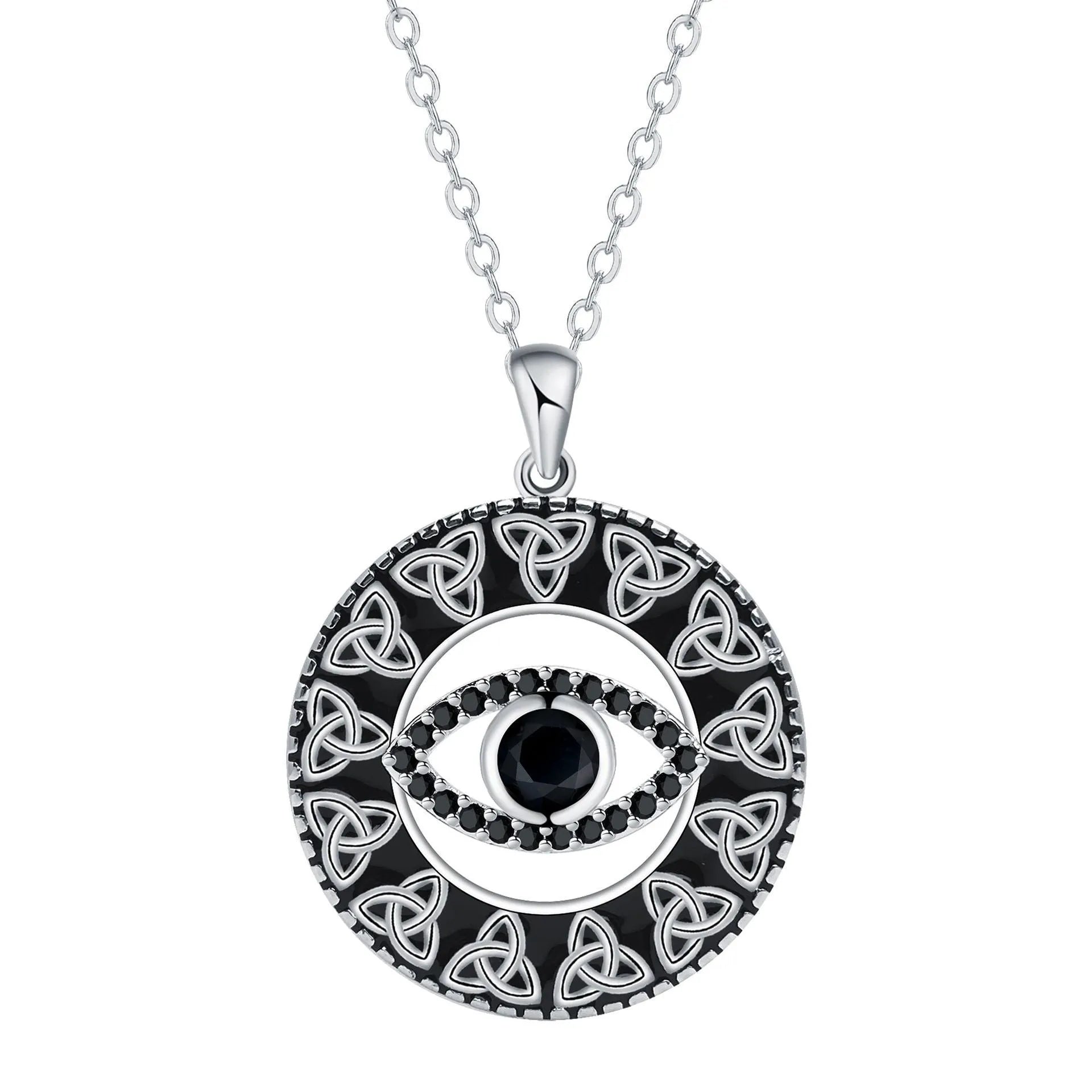 Copper Devil's Eye necklace for women with cross chain design.