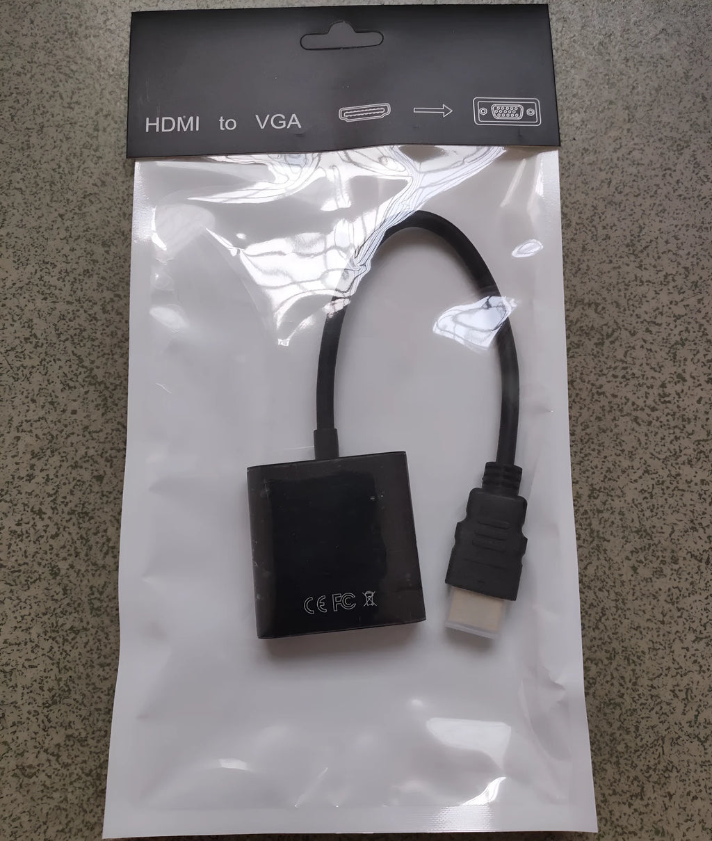 HDMI to VGA female converter cable with 0.3m black cable for set-top box connection
