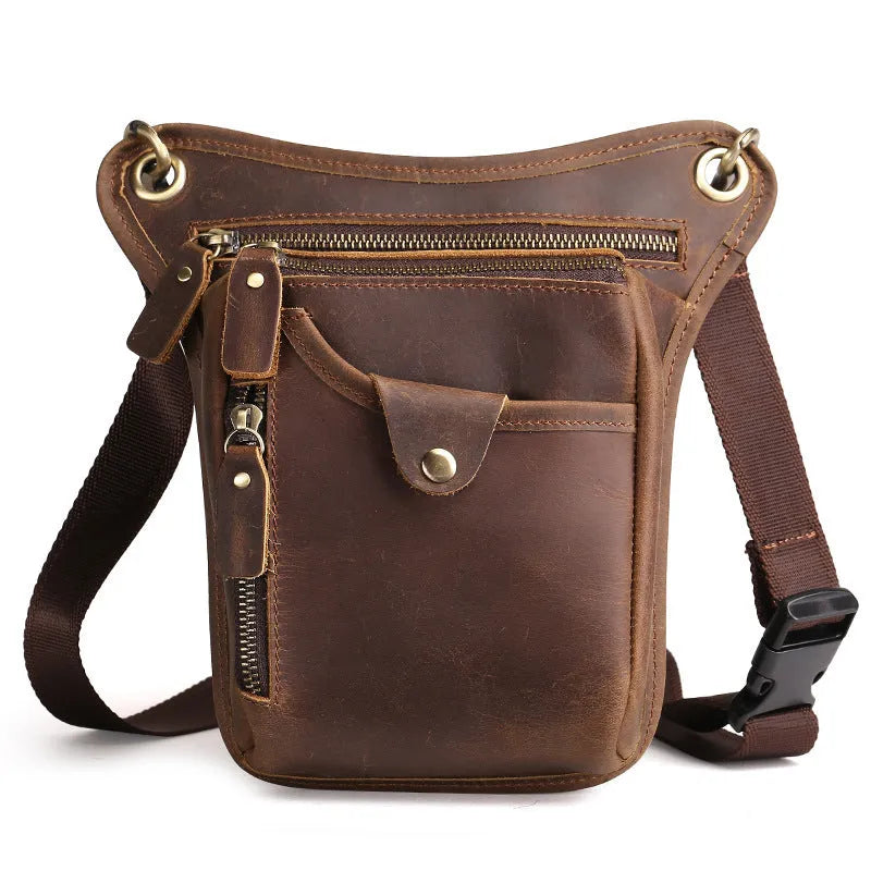 Genuine crazy horse leather retro satchel bag for men in brown and black colour options.