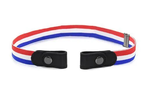 Imitation leather belt with square alloy buckle and car suture stitching on neutral background