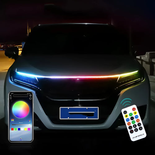 GM car engine cover LED light strip kit in 1.2m 1.5m 1.8m lengths with white red ice blue and colourful streamer modes