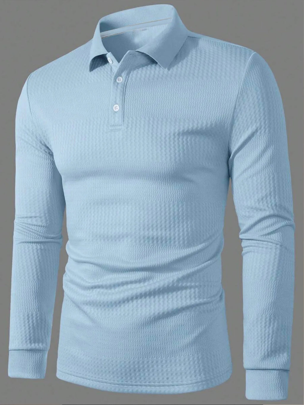 Men's solid colour long sleeve top in black, autumn fitness casual wear, polyester blend fabric