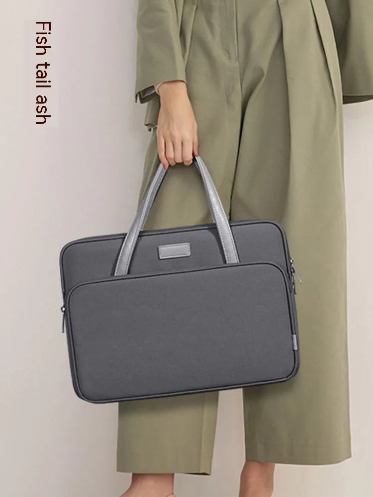 Waterproof Oxford cloth laptop bag handbag in cold sand colour, soft handle, size for 15/15.6/16 inch laptop