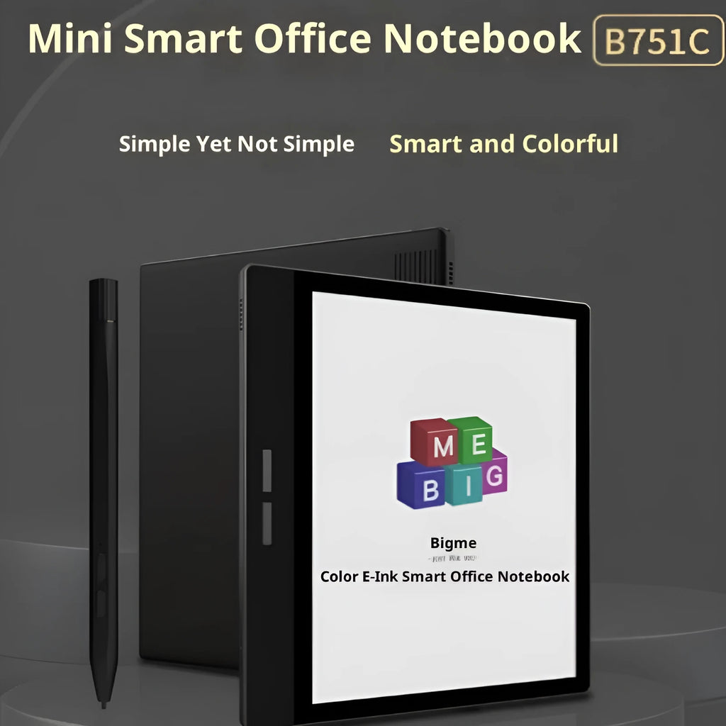 7-inch colour e-ink smart office e-book reader in black with capacitive stylus showing screen with reading content