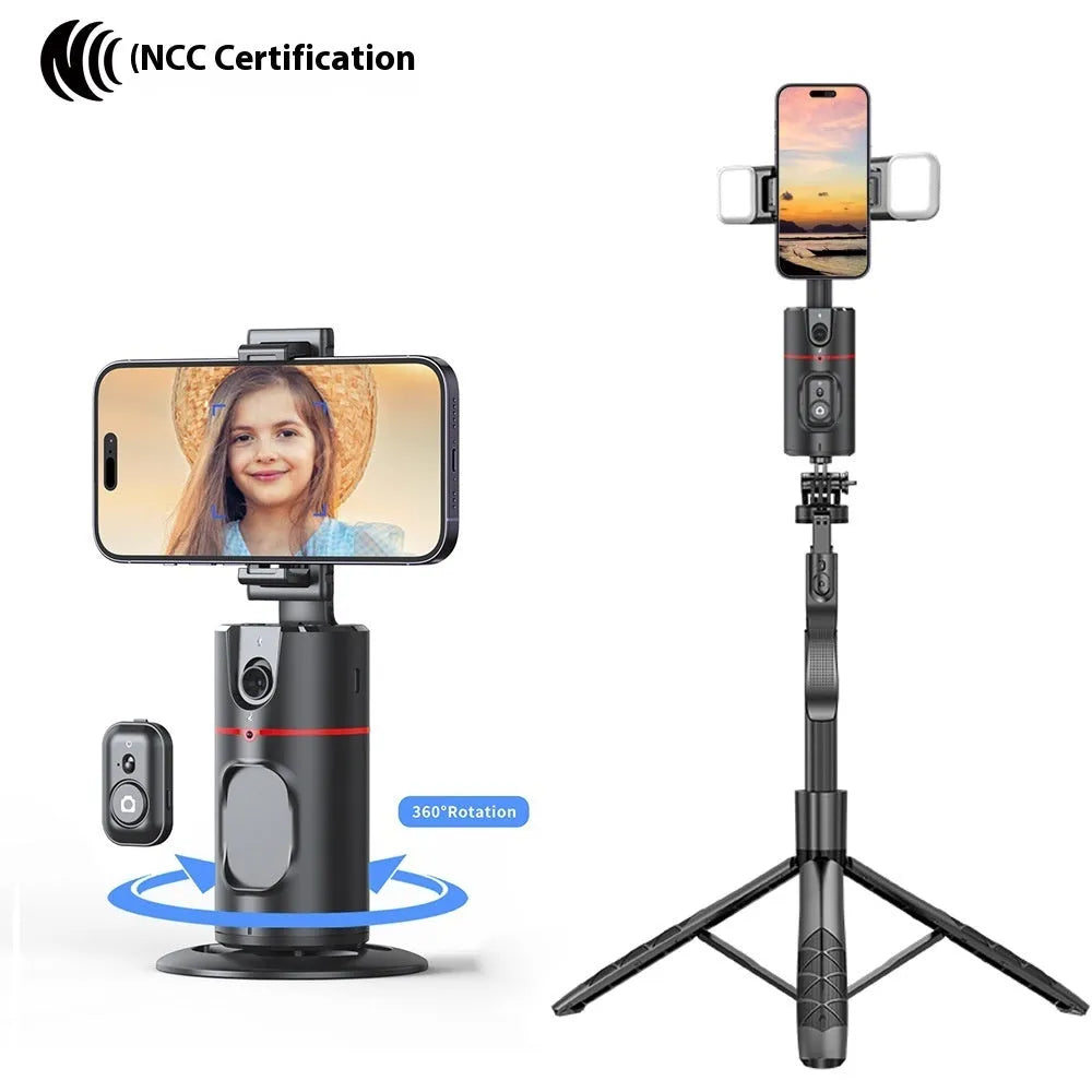 Mobile PTZ automatic follow-up desktop live stream bracket with face tracking stabiliser on a table