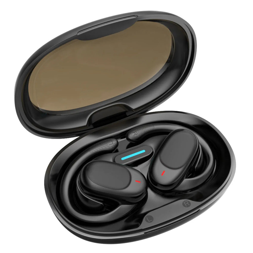 Non-in-ear air conduction Bluetooth headset in black ABS, with Jerry chip and breathing light
